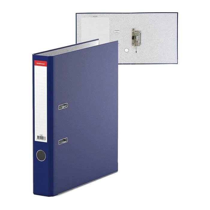 Папка-регистратор А4, 50 мм, "Стандарт", собранный, синий, этикетка на корешке, металлический кант, картон 2 от компании Интернет-гипермаркет «MOLL» - фото 1