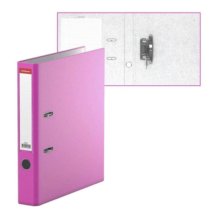 Папка-регистратор А4, 50мм Neon, собранный, розовый, пластиковый карман, картон 2мм, вместимость 350 листов от компании Интернет-гипермаркет «MOLL» - фото 1