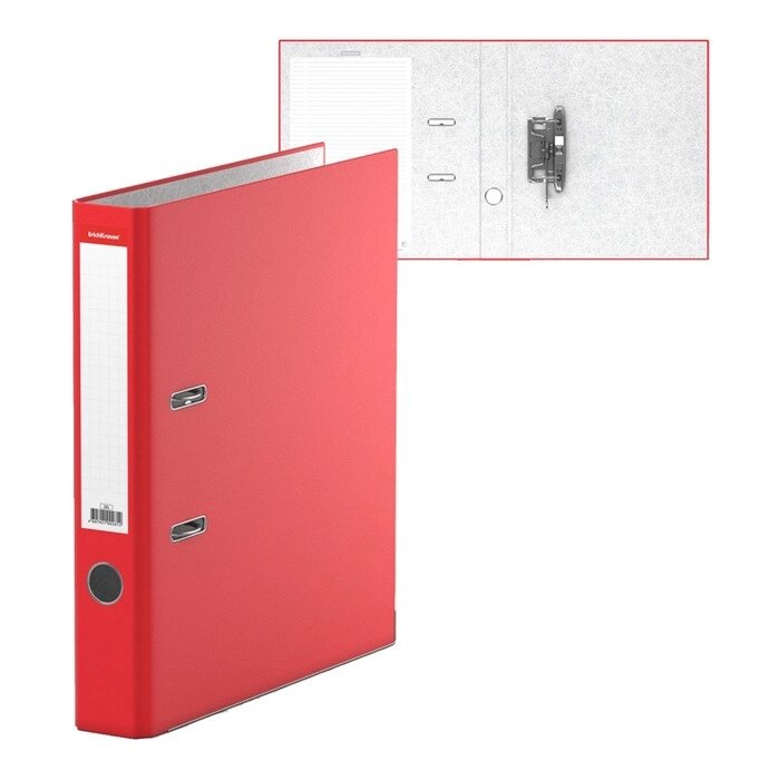 Папка-регистратор А4, 50мм "Стандарт", собранный, красный, этикетка на корешке, металлический кант, картон от компании Интернет-гипермаркет «MOLL» - фото 1