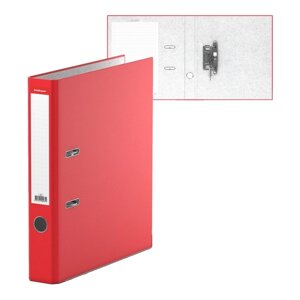 Папка-регистратор А4, 50мм "Стандарт", собранный, красный, этикетка на корешке, металлический кант, картон