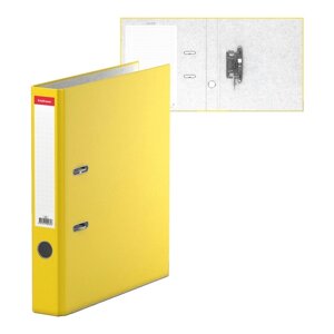 Папка-регистратор А4, 50мм "Стандарт", собранный, желтый, этикетка на корешке, металлический кант, картон