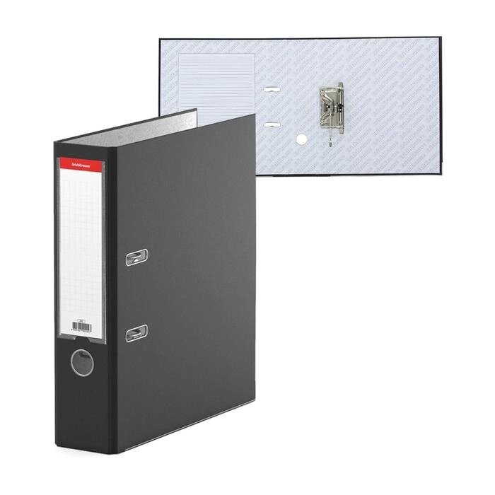 Папка-регистратор А4, 70 мм, "Бизнес", собранный, чёрный, пластиковый карман, металлический кант, картон 2 от компании Интернет-гипермаркет «MOLL» - фото 1