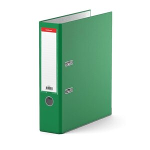 Папка-регистратор А4, 70 мм, "Бизнес", собранный, зелёный, пластиковый карман, металлический кант, картон 2