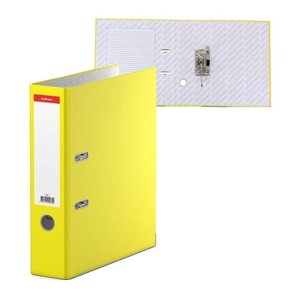 Папка-регистратор А4, 70 мм, "Стандарт", собранный, жёлтый, этикетка на корешке, металлический кант, картон 2