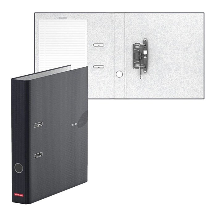 Папка-регистратор А4, ErichKrause Work Inside, 50 мм, собранный, ламинированный, картон 2 мм, черный от компании Интернет-гипермаркет «MOLL» - фото 1