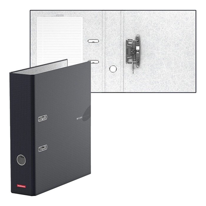 Папка-регистратор А4, ErichKrause Work Inside, 70 мм, собранный, ламинированный, картон 2 мм, черный от компании Интернет-гипермаркет «MOLL» - фото 1