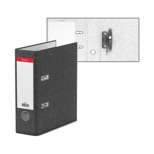 Папка-регистратор А5, 70 мм, BASIC, собранный, мраморный, серый, этикетка на корешке, картон 2 мм, вместимость 450
