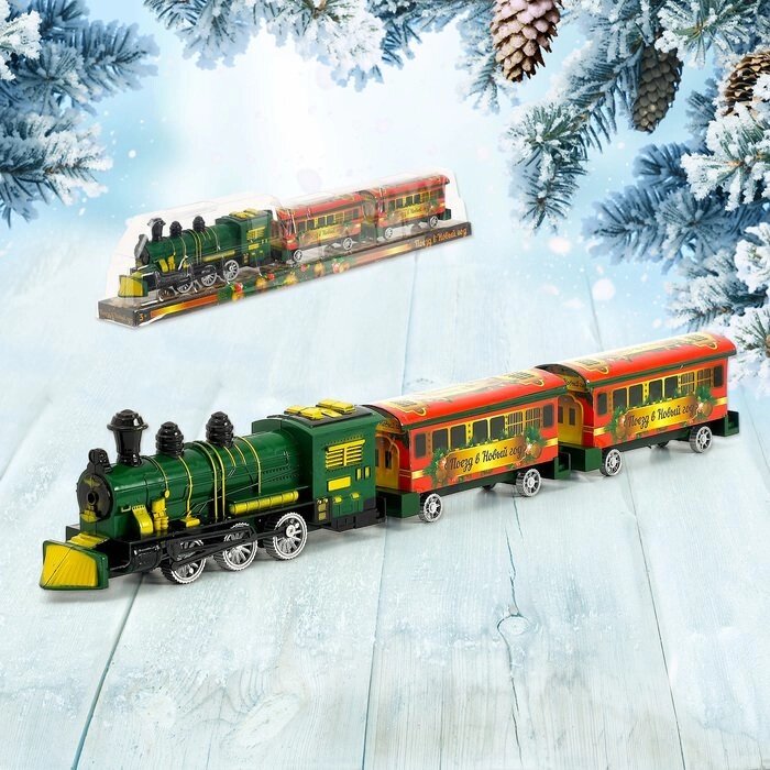 Паровоз инерционный "Поезд в Новый Год", цвета МИКС от компании Интернет-гипермаркет «MOLL» - фото 1