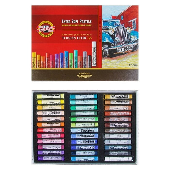 Пастель сухая 36 цветов 12 мм, Extra Soft Koh-I-Noor 8552 TOISON D`OR, картонная упаковка, L=75 мм от компании Интернет-гипермаркет «MOLL» - фото 1