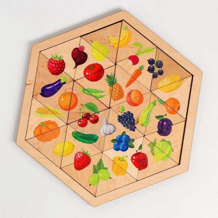 Пазл деревянный "Овощи, фрукты, ягоды" (Занимательные треугольники) от компании Интернет-гипермаркет «MOLL» - фото 1