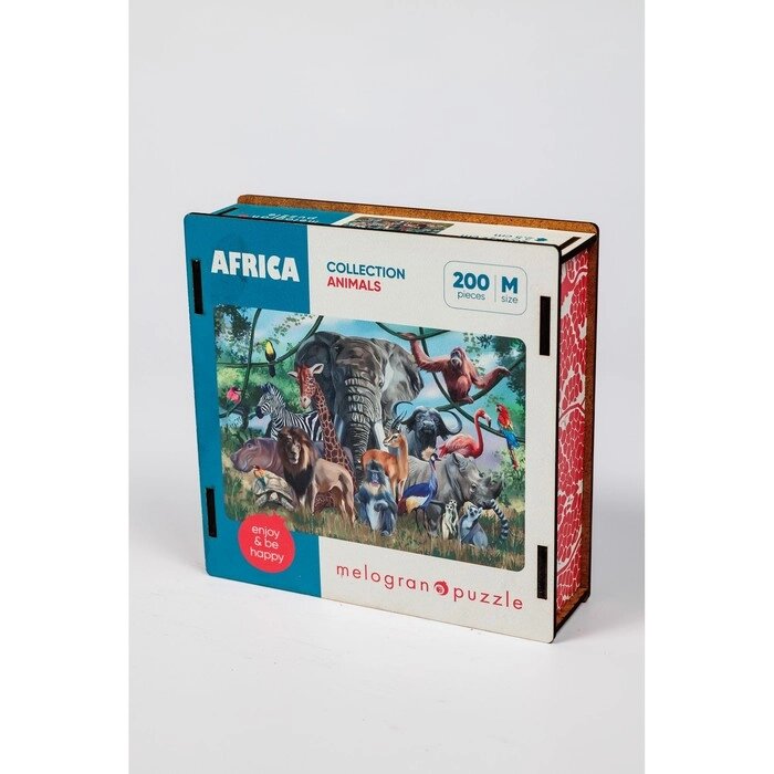 Пазл фигурный "Животные Африки", 200 деталей, 20.5 х 29 см от компании Интернет-гипермаркет «MOLL» - фото 1