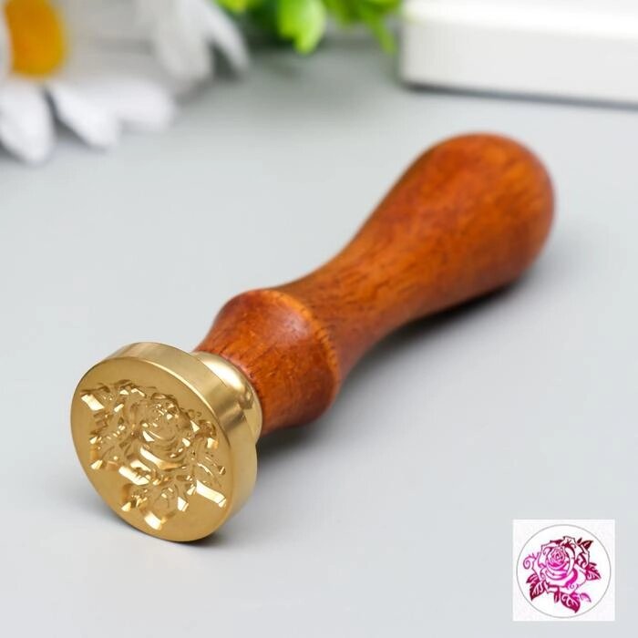 Печать для сургуча с деревянной ручкой "Королевская роза" 9х2,5х2,5 см от компании Интернет-гипермаркет «MOLL» - фото 1