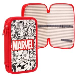 Пенал каркасный "Marvel", 2 секции, 125х205 мм, ламинированный картон, Мстители