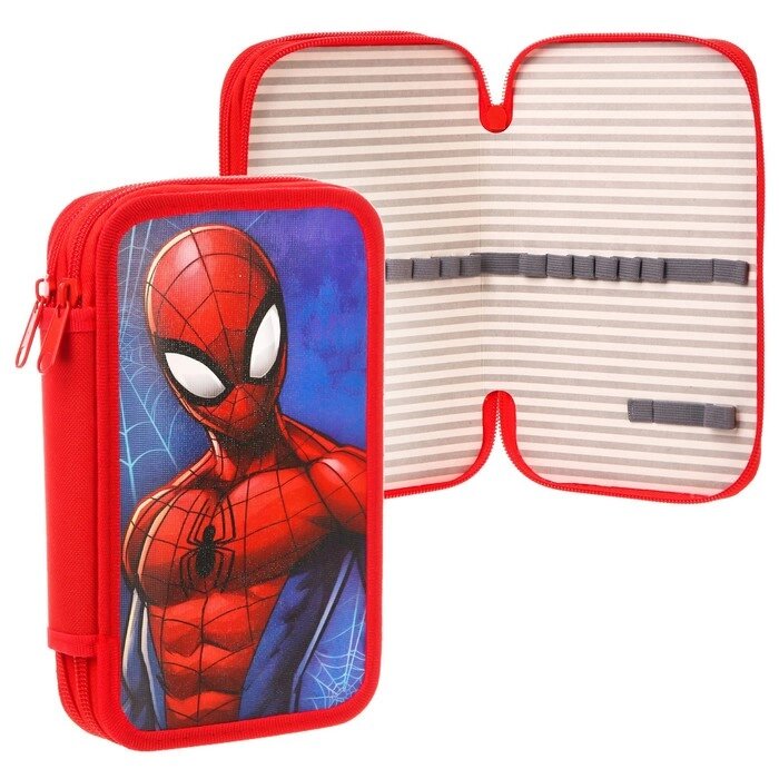 Пенал каркасный "Spider man", 2 секции, 125х205 мм, ламинированный картон, Человек-паук от компании Интернет-гипермаркет «MOLL» - фото 1