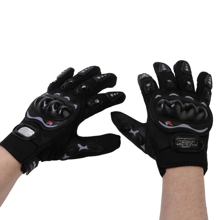 Перчатки для езды на мототехнике, с защитными вставками, пара, размер L, черные от компании Интернет-гипермаркет «MOLL» - фото 1