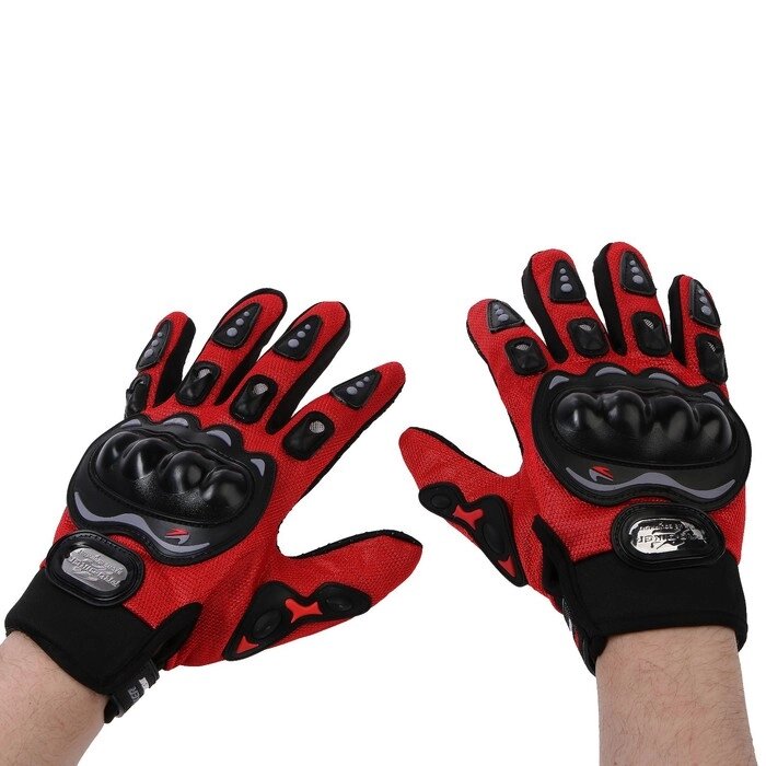 Перчатки для езды на мототехнике, с защитными вставками, пара, размер L, красный от компании Интернет-гипермаркет «MOLL» - фото 1