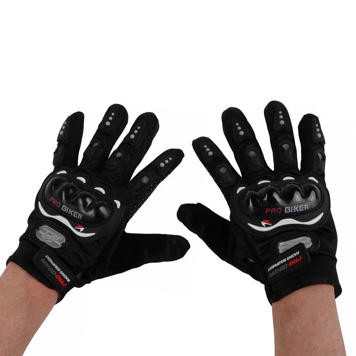 Перчатки для езды на мототехнике, с защитными вставками, пара, размер M, черные от компании Интернет-гипермаркет «MOLL» - фото 1