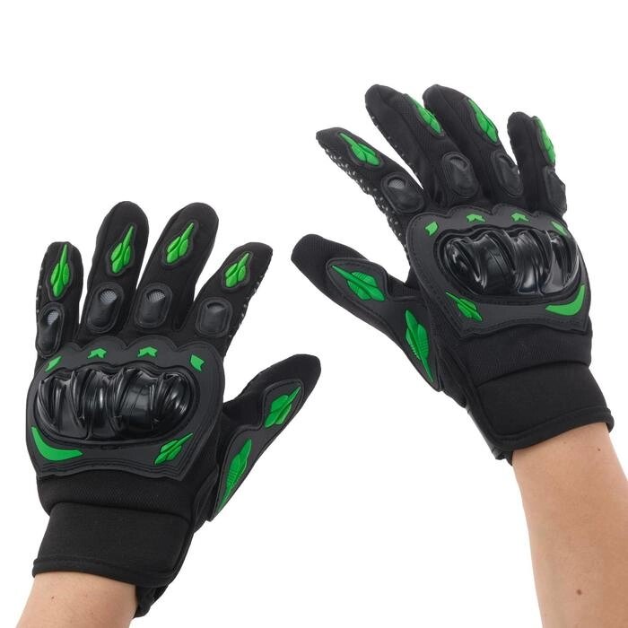 Перчатки для езды на мототехнике, с защитными вставками, пара, размер XL, черно-зеленый от компании Интернет-гипермаркет «MOLL» - фото 1