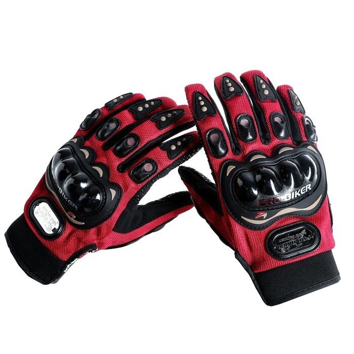 Перчатки для езды на мототехнике, с защитными вставками, пара, размер XL, красный от компании Интернет-гипермаркет «MOLL» - фото 1