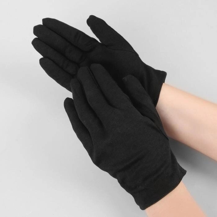 Перчатки хлопковые, размер L, пара, цвет чёрный от компании Интернет-гипермаркет «MOLL» - фото 1
