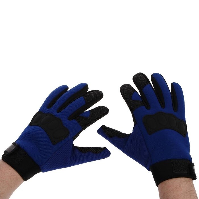 Перчатки мотоциклетные с защитными вставками, одноразмерные, синий от компании Интернет-гипермаркет «MOLL» - фото 1
