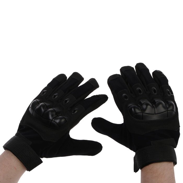 Перчатки мотоциклетные с защитными вставками, размер ХL, черный от компании Интернет-гипермаркет «MOLL» - фото 1