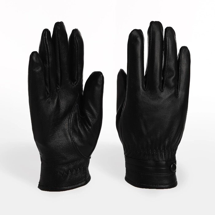 Перчатки муж 24*0,5*10,5 см, нат кожа, утепл иск мех, 21 размер, черный от компании Интернет-гипермаркет «MOLL» - фото 1