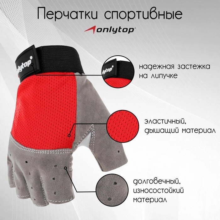 Перчатки спортивные размер L, цвет красный от компании Интернет-гипермаркет «MOLL» - фото 1