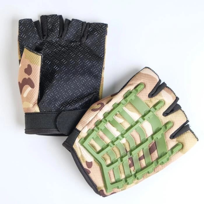 Перчатки тактические черные Камуфляж, микс от компании Интернет-гипермаркет «MOLL» - фото 1
