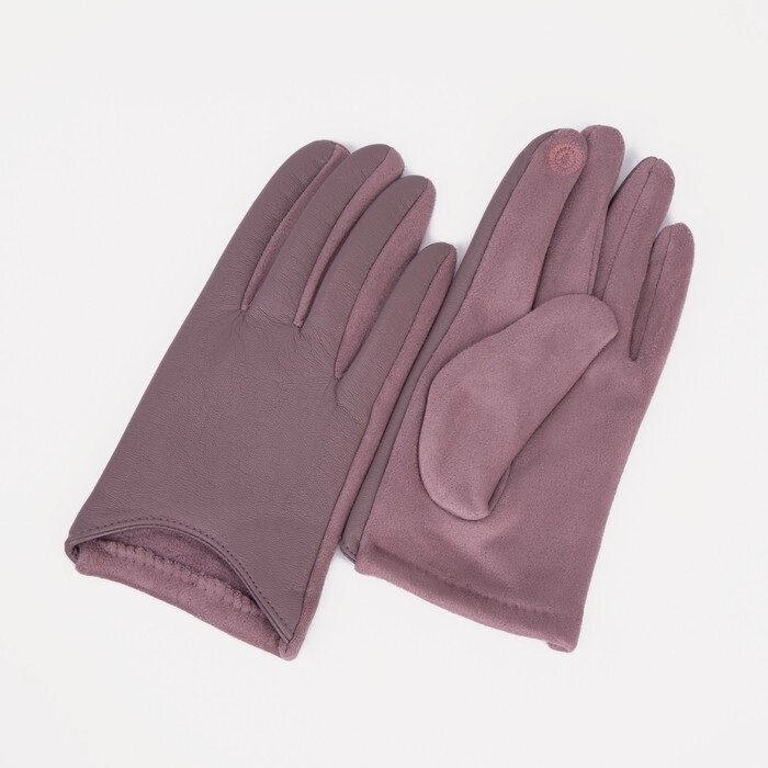 Перчатки жен 20 см, иск кожа+иск замша, без утепл, укороченные, безразмер, классич, розовый от компании Интернет-гипермаркет «MOLL» - фото 1