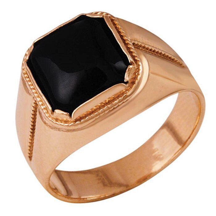 Перстень мужской позолота Black, 18,5 размер от компании Интернет-гипермаркет «MOLL» - фото 1