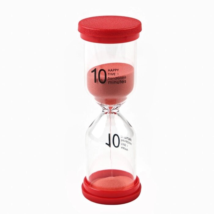 Песочные часы Happy time, на 10 минут, 4 х 11 см, красные от компании Интернет-гипермаркет «MOLL» - фото 1