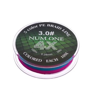 Шнур Ryobi NUM ONE PE4X, диаметр 0,285 мм, тест 11,8 кг, 100 м, Multi Colour