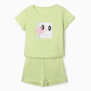 Комплект для девочек (футболка, шорты), цвет светло-салатовый, размер 116 см