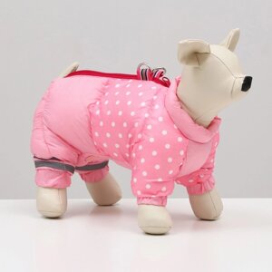 Комбинезон для собак с замком "Горошек", размер 18 (ДС 40 см, ОГ 50 см, ОШ 38 см), розовая