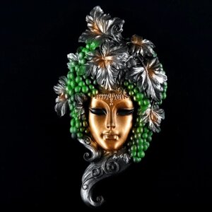 Венецианская маска "Виноград" золото 30см
