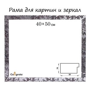 Рама для картин (зеркал) 40 х 50 х 2,7 см, пластиковая, Calligrata 6516, серебро