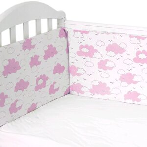 Бортик в кроватку "Облака", размер 12035 см-2 шт, 6035 см-2 шт, розовый