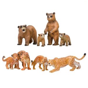 Набор фигурок: семья ягуаров и семья медведей, 8 предметов