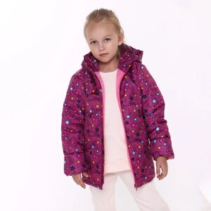 Куртка для девочки, цвет малиновый/звёздочки, рост 116-122 см