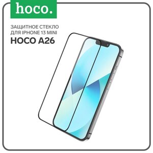 Защитное стекло Hoco A26, для iPhone 13 mini, с защитной сеткой для микрофона, черная рамка