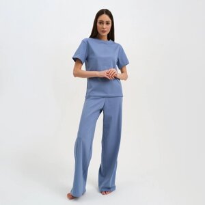Пижама женская (футболка и брюки) KAFTAN "Basic" размер 44-46, цвет синий