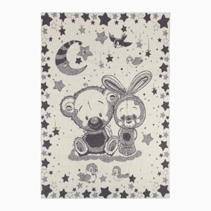 Одеяло байковое Мишка и Зайка 100х140см, цвет серый 400г/м хл100%