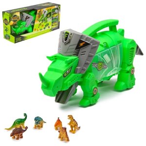 Набор игровой "Динозавр", 4 машины и фигурки
