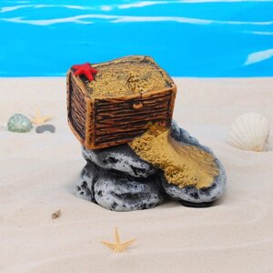 Декор для аквариума "Сундук с золотом", керамический, 22 x 15,5 x 15 см