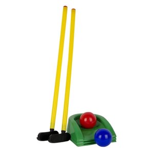 Игровой набор "Мини - гольф" клюшка 2 штуки, лунка 3 штуки, шар 2 штуки