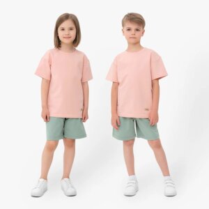 Костюм для мальчика (футболка, шорты) MINAKU цвет бежевый/ олива, рост 98 см