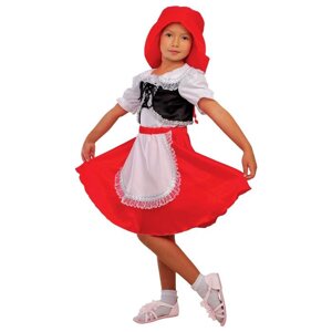 Карнавальный костюм "Красная шапочка", шапка, блузка, юбка, р. 32, рост 122-128 см