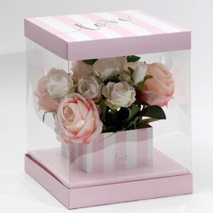 Коробка для цветов с вазой и PVC-окнами With Love, складная, 23 30 23 см