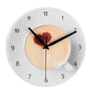 Часы настенные, серия: Интерьер, "Чашка кофе", плавный ход, d=23.5 см